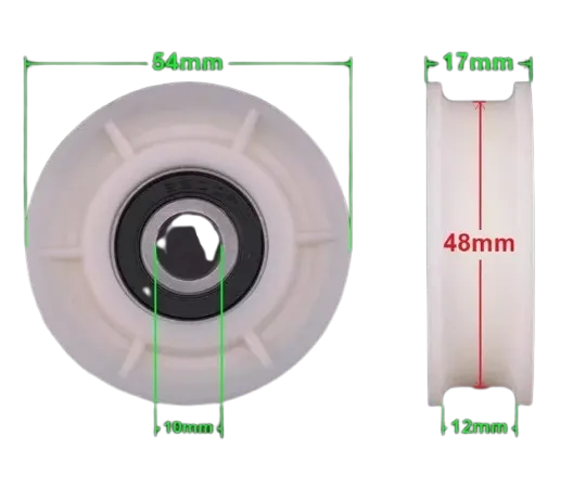 Rueda de suspension para puerta diámetro de 54mmX17mm interior de 10mm